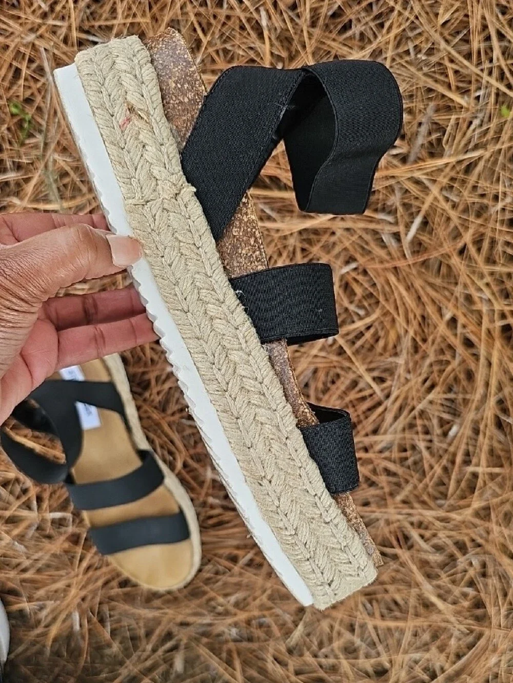 Steve Madden Black Espadrille Platform Sandals